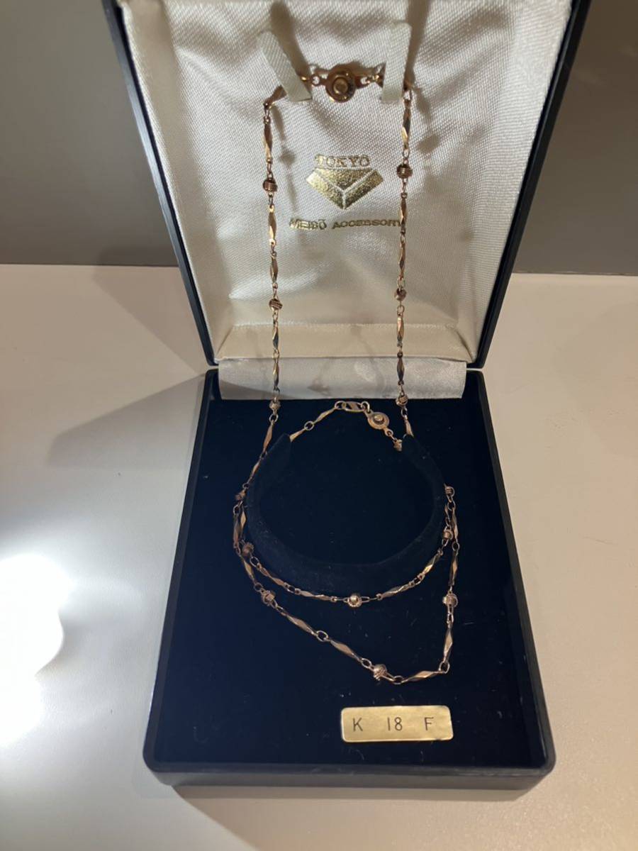 m11c198 gold necklace ネックレス 切子チェーン　k18gf_画像1