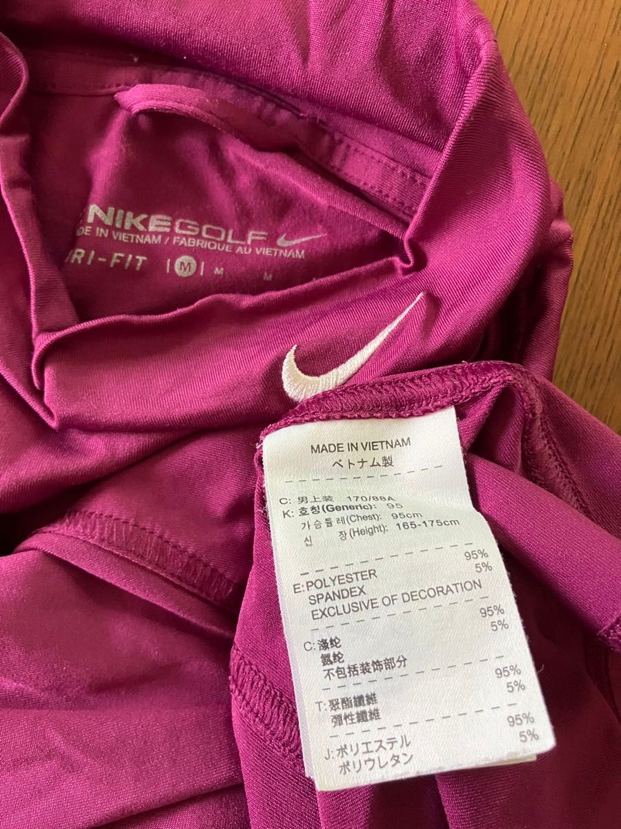 ナイキ　ゴルフ　インナーウエア　アンダーウエア　ハイネック　長袖　M パープル　DRI-FIT NIKE インナーシャツ