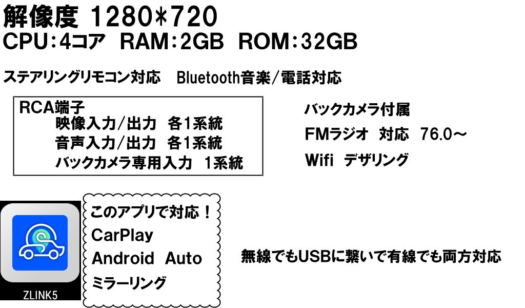 9インチ 160系 プロボックス 専用 パネル iPhone CarPlay ナビ ディスプレイオーディオ 新品 バックカメラ付 2GB/32GB_画像8