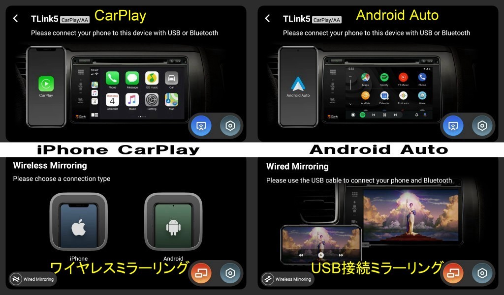9インチ 150系 ルミオン 専用 パネル iPhone CarPlay 画質 アンドロイド ナビ ディスプレイオーディオ 新品 バックカメラ付き 2GB/32GBの画像6