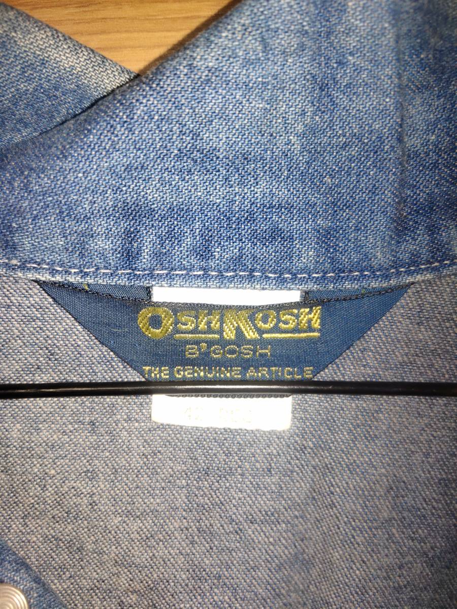 ビンテージ 1960's OSHKOSH オシュコシュ カバーオール デニムジャケット インディゴブルー ダメージ少なく状態良い_画像6