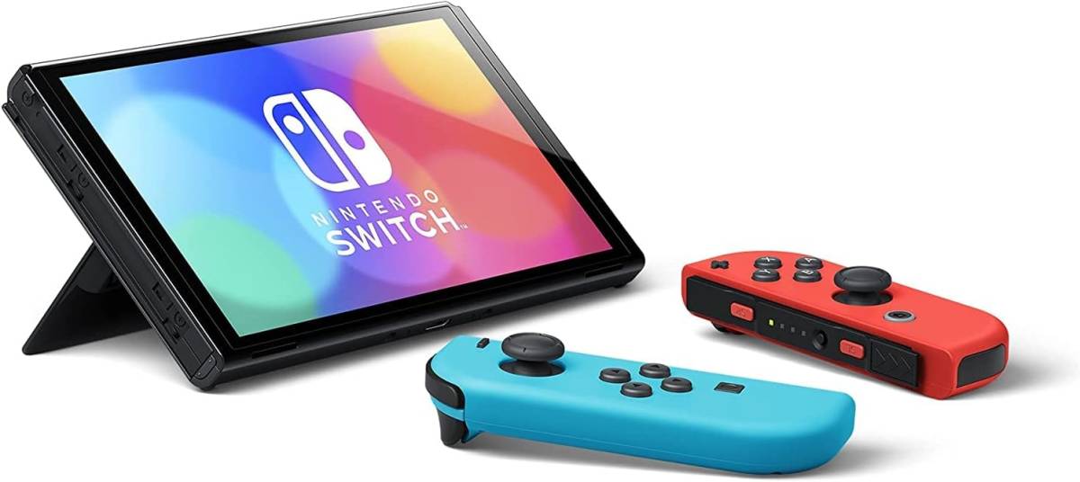 【超美品・おまけ複数】Nintendo Switch(有機ELモデル) Joy-Con(L) ネオンブルー/(R) ネオンレッド_画像3