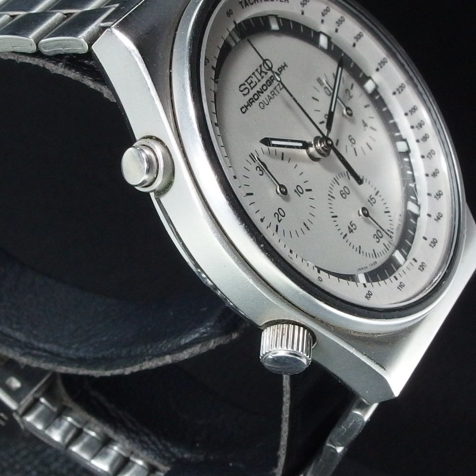 【電池交換済】 SEIKO セイコー クロノグラフ SS QZ 7A28-7010 タキメーター レトロ 社外ベルト カシオ製ベルト メンズ 腕時計 「23033」_画像4