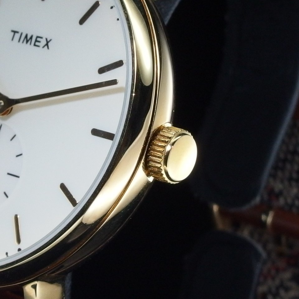 ◆美品◆ TIMEX タイメックス GP/革 レザーベルト ビックフェイス スモールセコンド カジュアル シンプル メンズ 腕時計 「23265」_画像4
