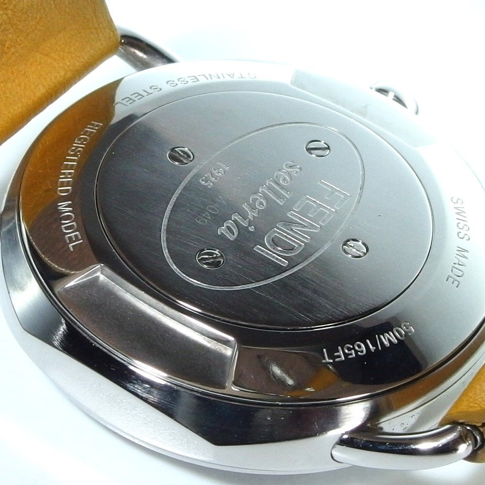 FENDI フェンディ selleria セレア 80200M SS/革 QZ シェル文字盤 ダイヤ 8PD 笹針 3針 箱 純正 ベルト レディース 腕時計 「23299」_画像8