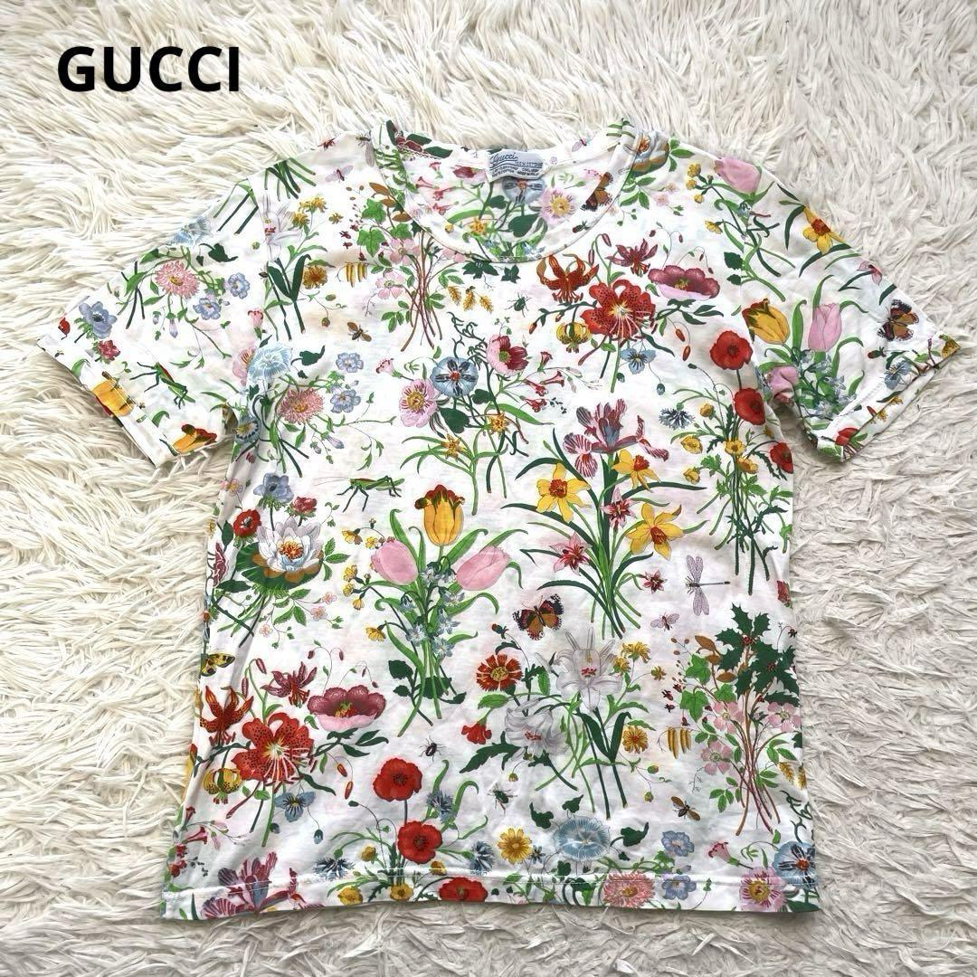 か*も様 GUCCI オールドグッチ フローラ 半袖Tシャツ 花柄 総柄 トップ GUCCI オールドグッチ フローラ 半袖TO BE CHICシャツ 花柄 総柄