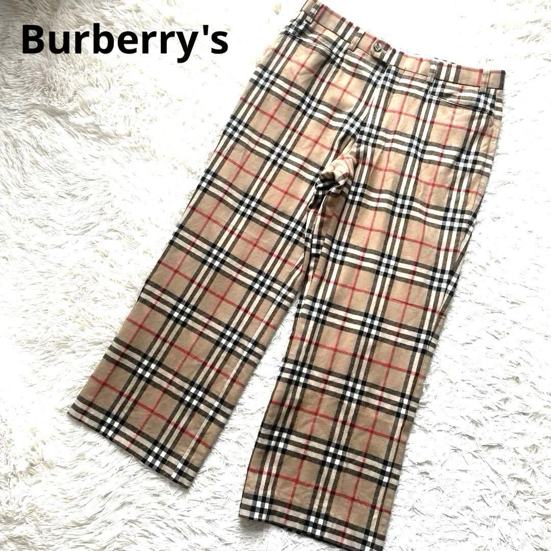 希少4L Burberry's バーバリーズ ノバチェック センタープレス パンツ ヴィンテージ ビンテージ レディース 三陽商会 大きいサイズ 3XL