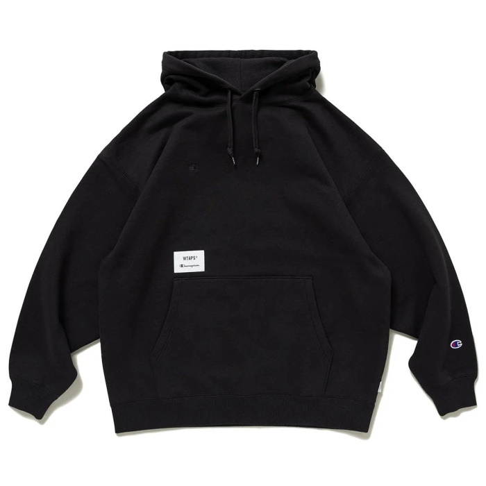 Mサイズ 2024 WTAPS × Champion Academy Hooded Black 新品 ダブルタップス チャンピオン アカデミー フーデッド フーディ― パーカー 黒