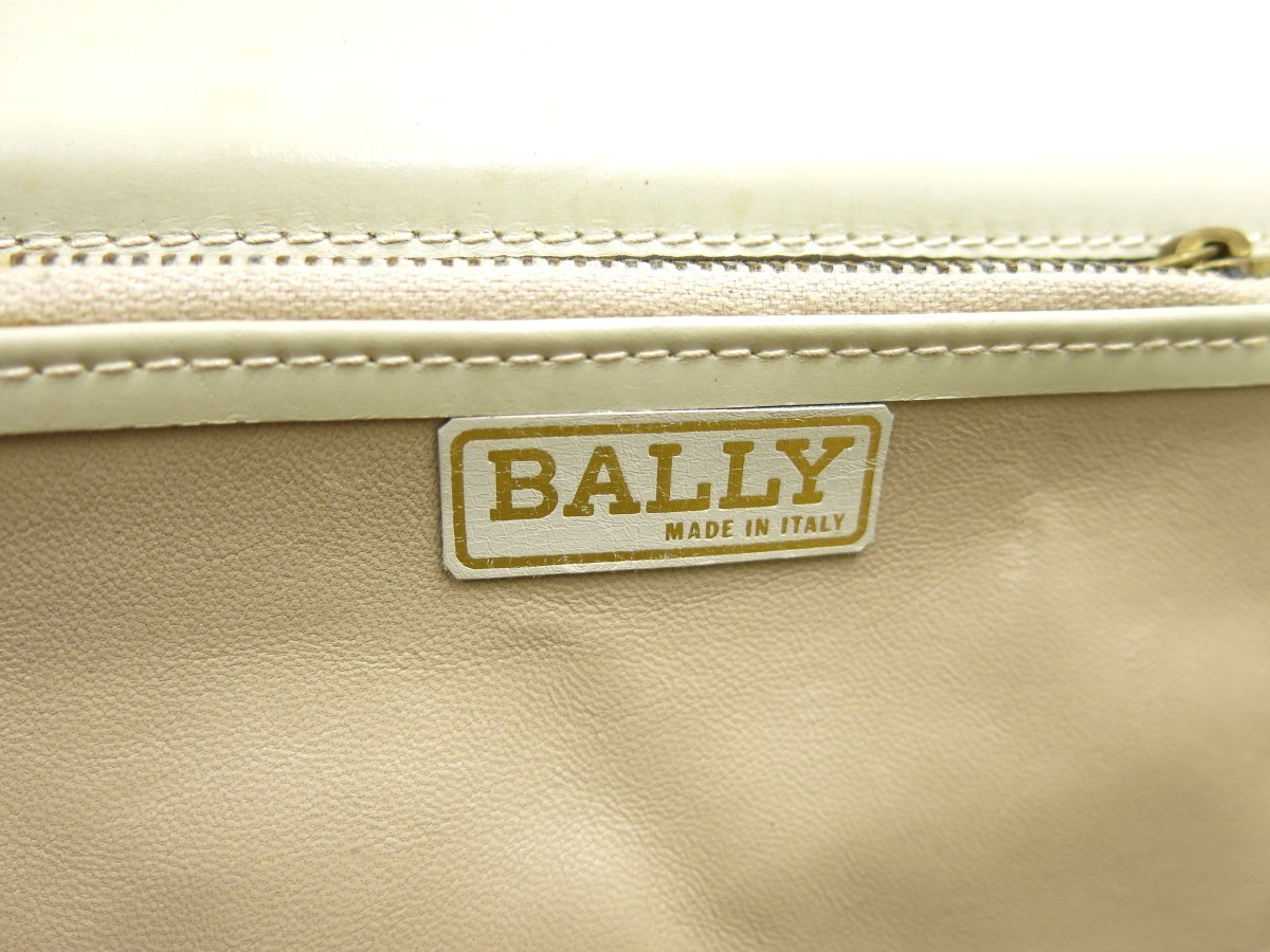 BALLY バリー◆カーフ レザー 本革◆ハンド バッグ◆ライトベージュ ゴールド金具◆美品◆フラップ◆腕掛け◆N6974_画像7