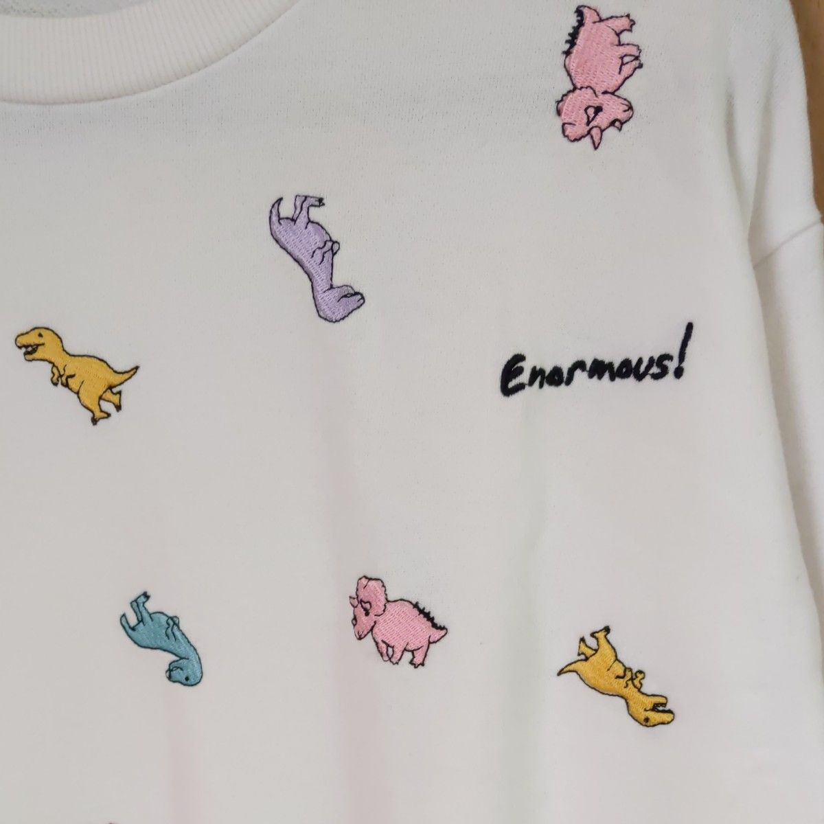 アベイル Avail AVAIL AVANTGARDE トレーナー スウェット 恐竜の刺繍入り Lサイズ 白色