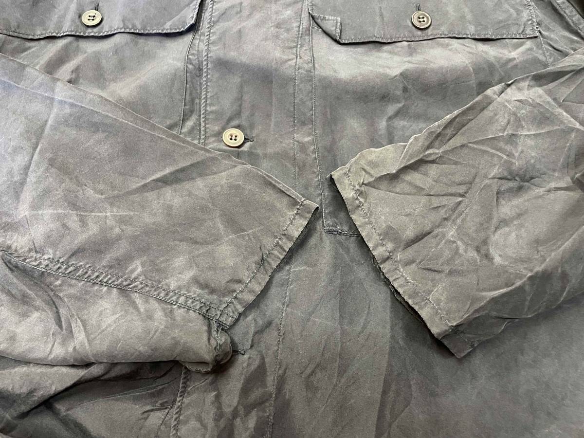 【COMOLI/コモリ】SAMPLE Silk Open Collar Shirt Jacket size3 NAVY シルク オープンカラー シャツ ジャケット ビッグポケット ネイビー_画像6