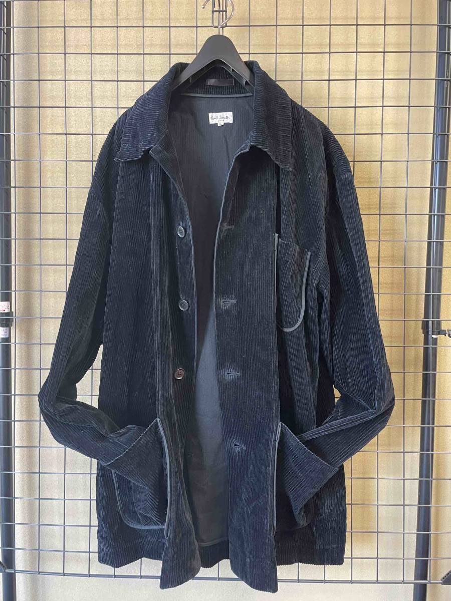 【Paul Smith LONDON/ポールスミス】Black Corduroy Chore Coat sizeL ブラック コーデュロイ オーバーサイズ ジャケット カバーオール_画像4