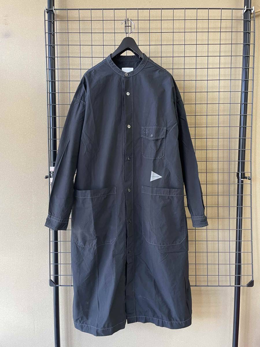 【and wander/アンドワンダー】women’s CORDURA typewriter long shirt BLACK size0 タイプライター ロングシャツ ブラック ワンピース_画像1