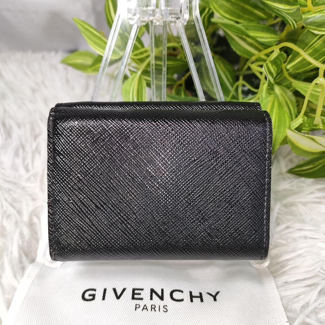 ジバンシー 三つ折財布 ブラック ロゴ GIVENCHY 折り財布 黒 レザー 女性 レディース 財布 男性 メンズ サフィアーノレザー ミニ財布_画像3