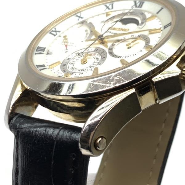 SEIKO セイコー 腕時計 5D88-0AA0 キネティック ムーンフェイズ オートクオーツ シルバー文字盤 トリプルカレンダー メンズ 管理RY23005296の画像8