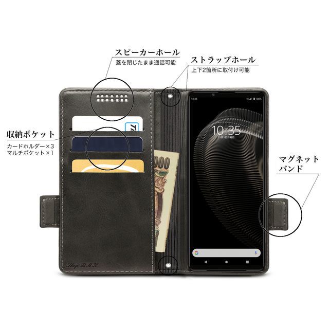 Xperia 5 IV SO-54C SOG09 レザーケース (Black)●