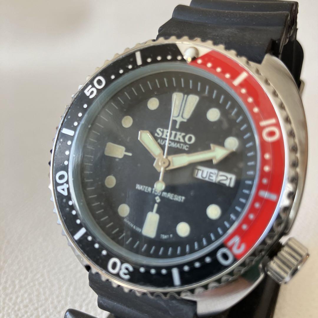 【貴重】美品 SEIKO 海外限定 日本未発売 セイコー アンティーク ヴィンテージ ダイバー 腕時計 自動巻 ブラック メンズ ウォッチ 送料無料