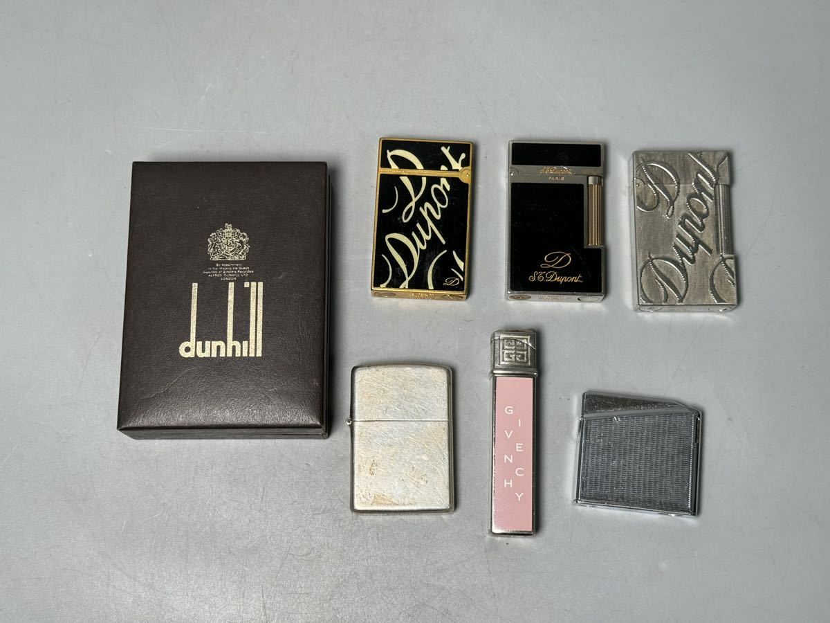 大量 各種 まとめ7点 ライター ZIPPO 銀 ダンヒル dunhill ジバンシー S.T.Dupont デュポン 3点 ライター ライン黒漆　_画像1