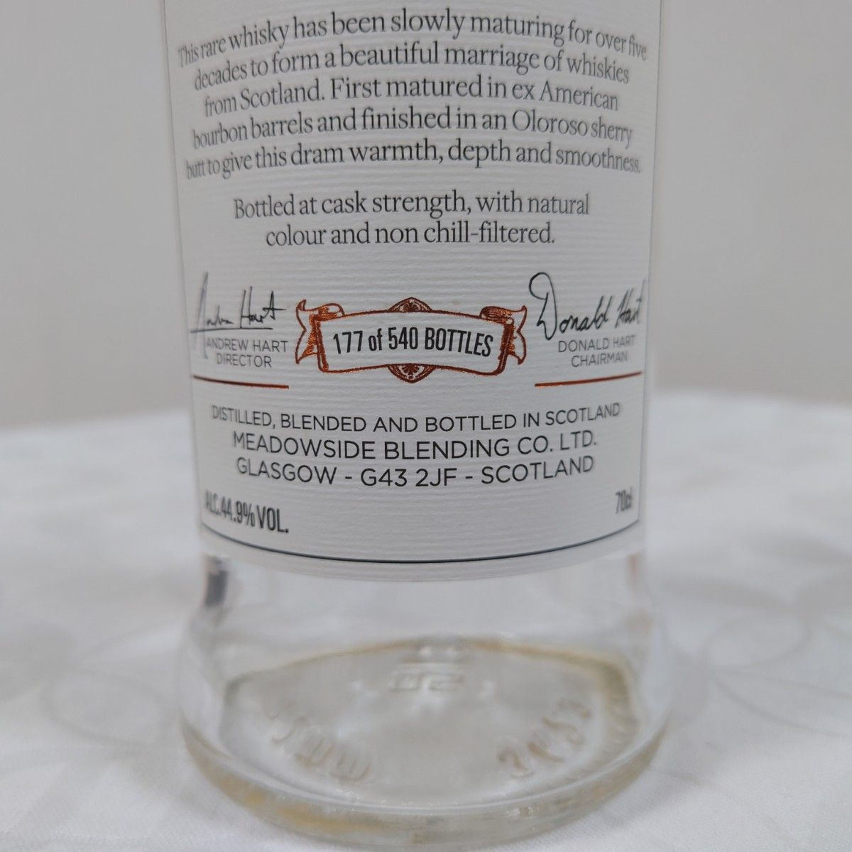 ザ・モルトマンブレンデッドスコッチウイスキー１９７２/熟成５０年オロロソシェリーフィニッシュ７００ml空瓶