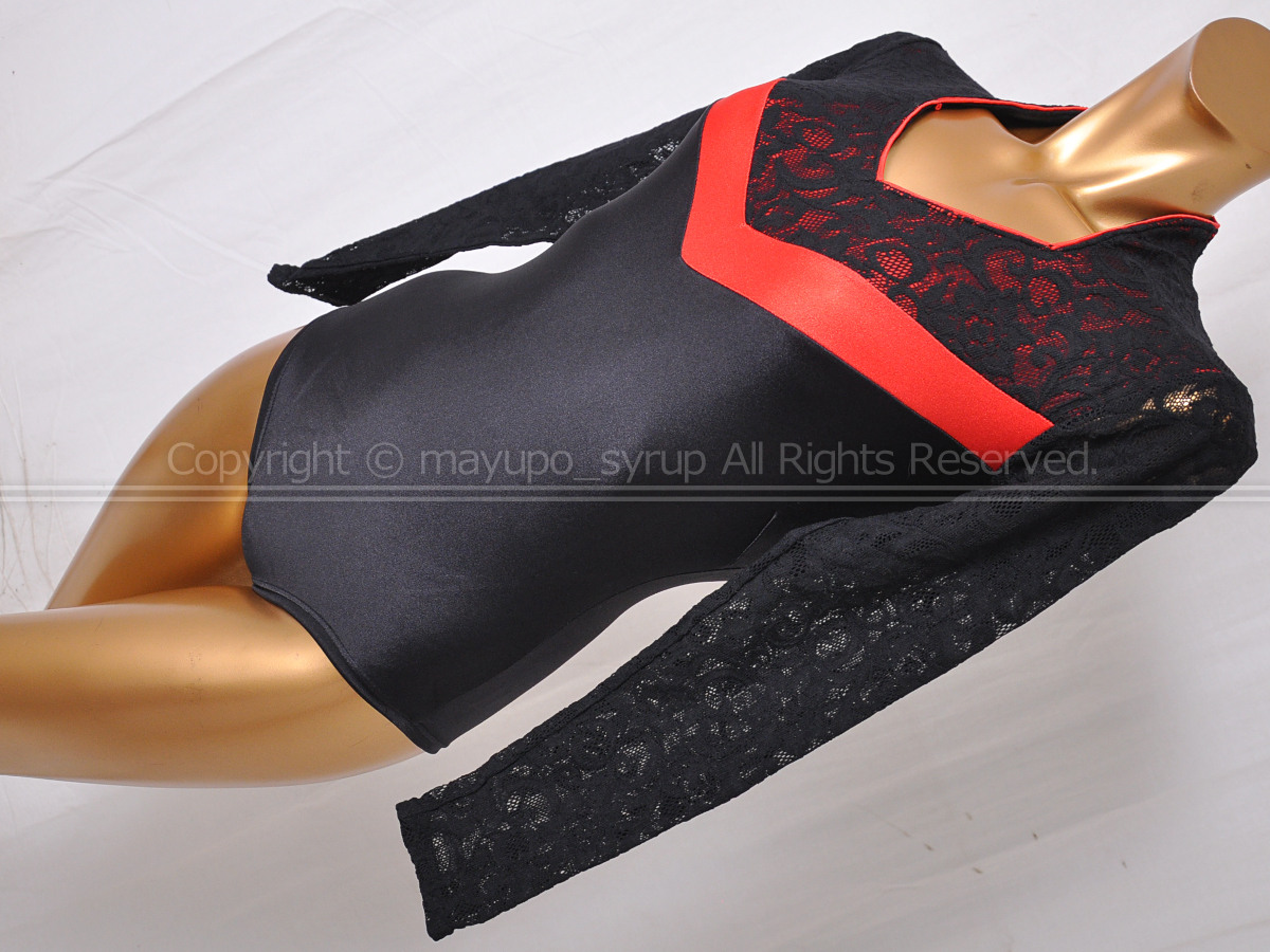 L1233-41* beautiful goods Chacott tea cot race switch long sleeve gymnastics Leotard black × red LM