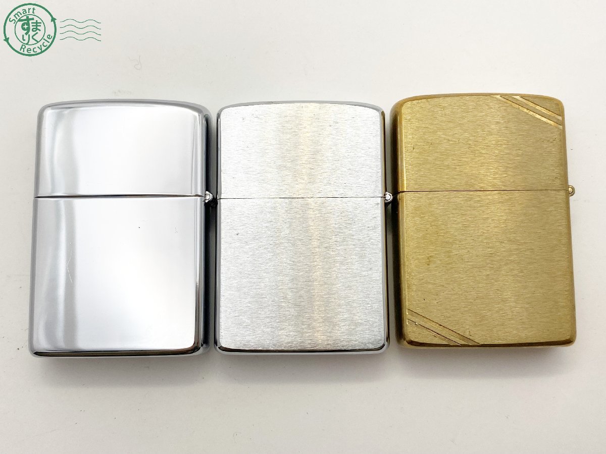 12635042　△ ZIPPO ジッポー ジッポ ライター 3点 まとめ売り ソリッドブラス 他 シルバー ゴールド 着火未確認 ジャンク 中古_画像3