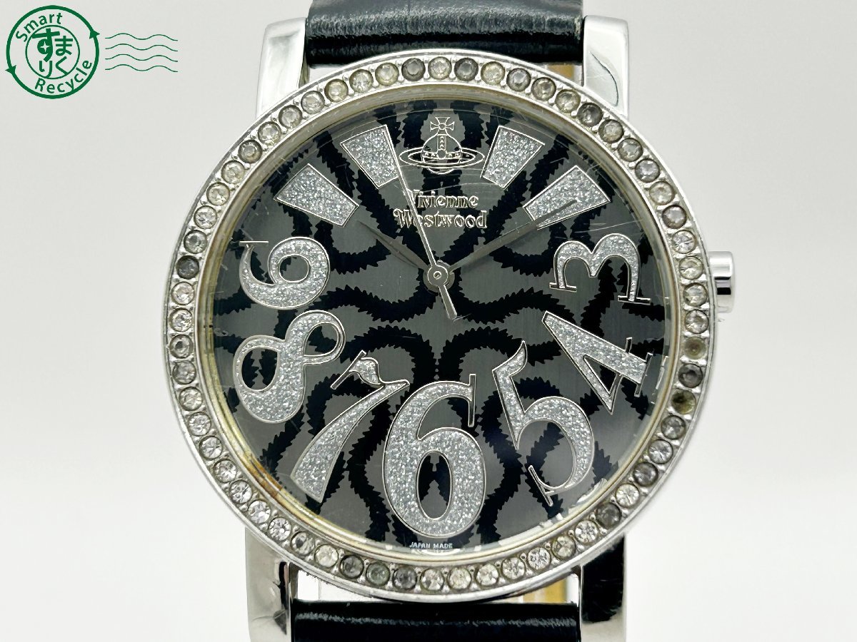 212533891　◇ Vivienne Westwood ヴィヴィアンウエストウッド VW-7088 シルバー ストーン 石取れ有り メンズ QUARTZ QZ 腕時計 中古_画像2