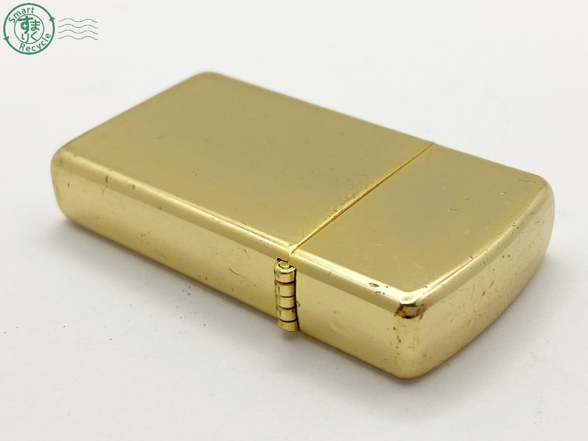 2401440589　△ ZIPPO ジッポー オイルライター SOLID BRASS スリム ゴールド 喫煙グッズ 着火未確認 中古_画像5