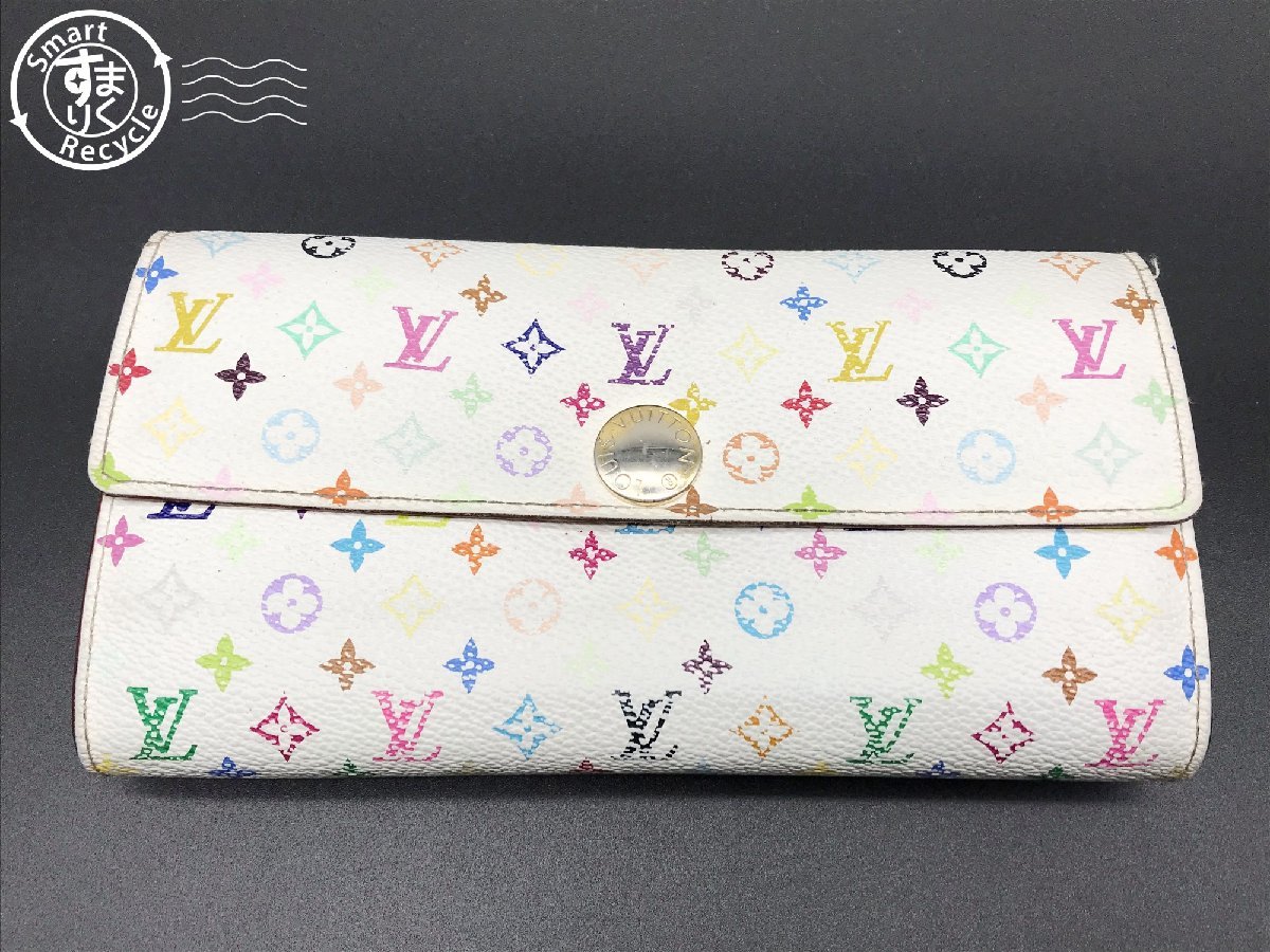 2401333007　▲ LOUIS VUITTON ルイヴィトン M93532 ポルトフォイユ サラ フラップ ロングウォレット モノグラムマルチカラー 長財布 中古_画像1