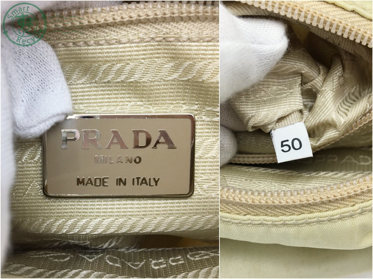 22401282175　＊ PRADA プラダ ハンドバッグ ナイロン アイボリー系 レディース トートバッグ 三角プレート 白タグ ロゴプレート 中古_画像8