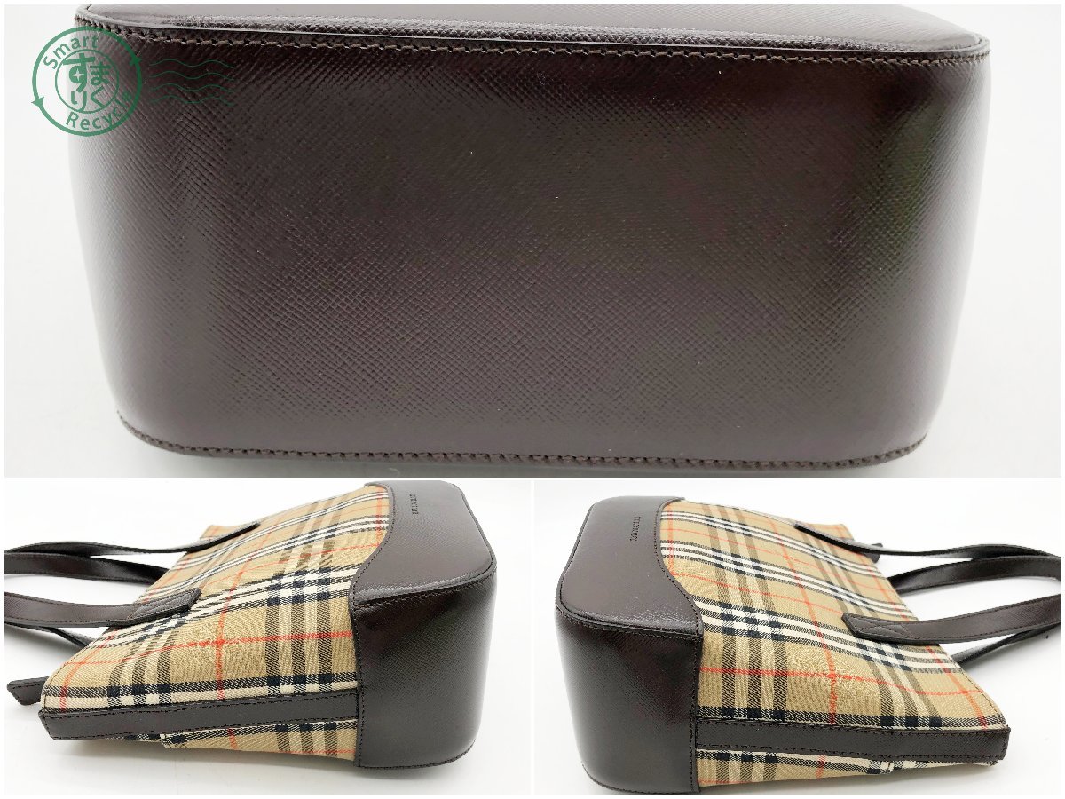 2401325061　▽ Burberry バーバリー トートバッグ ハンドバッグ ノバチェック 鞄 カバン キャンバス レザー レディース 中古_画像3