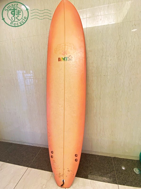 2401444277　●【直接引取限定】サーフボード Libre Surfboards リブレ オレンジ系 7’6 約228cm サーフィン 板 ボード 中古 現状品_画像1