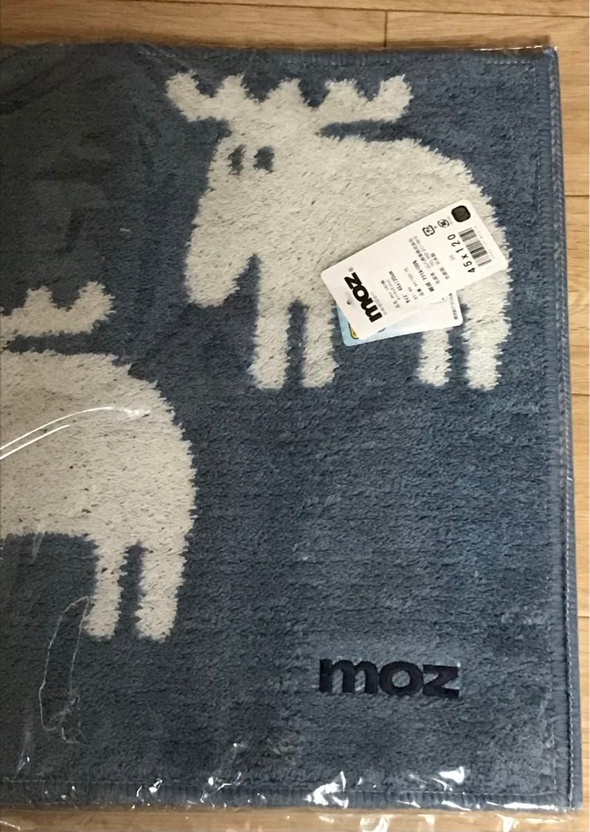 【新品】MOZ モズ　キッチンマット　45×120cm  ネイビー　北欧　エルク