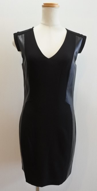H&M H & M One-piece V шея безрукавка искусственная кожа переключатель дизайн узкая юбка черный не использовался arimyk a201hg1228