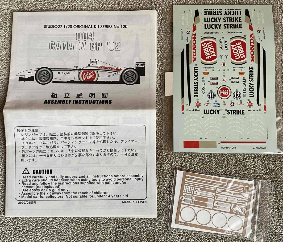 STUDIO27 1/20 BAR 004 CANADA GP 2002 未組立て品 スタジオ27_画像4