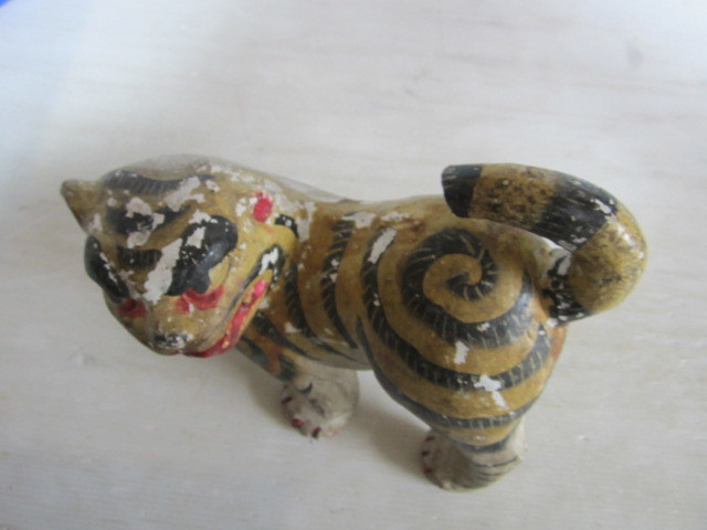  old earth doll . tiger Japanese doll . earth toy ornament 