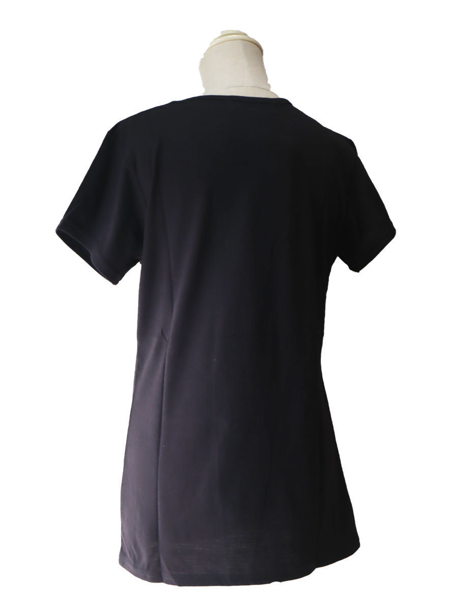 han121a Tシャツ　tシャツ カットソー　半袖　丸襟　黒ブラック　Mサイズ　レディース　在庫処分　ベンチ　リンクコーデ_画像3