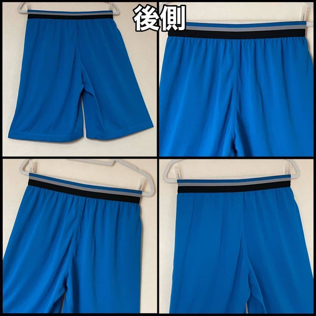 超美品 adidas(アディダス)メンズ ハーフ パンツ L(T175.W78cm)ブルー 使用2回 ドライ ゴルフ サッカースポーツアウトドアズボンCLIMACHILL