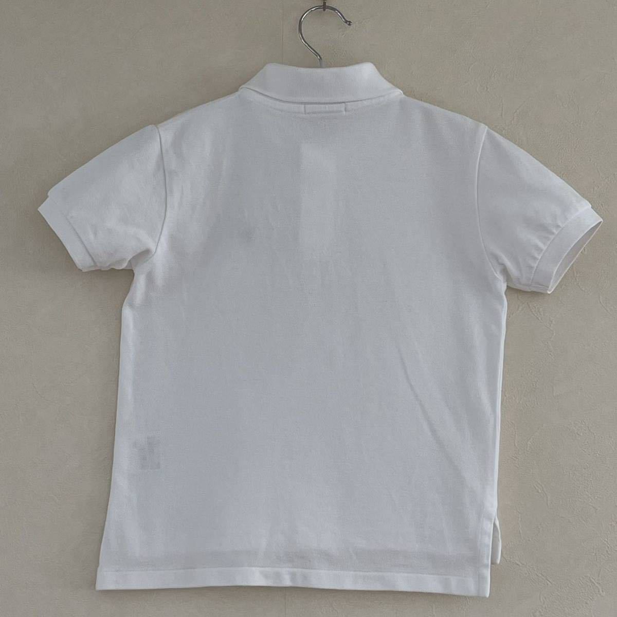 超美品 Ralph Lauren(ラルフローレン)キッズ ポロシャツ 110cm 使用3回 ホワイト コットン 綿 半袖 子供 シャツ (株)ナイガイ