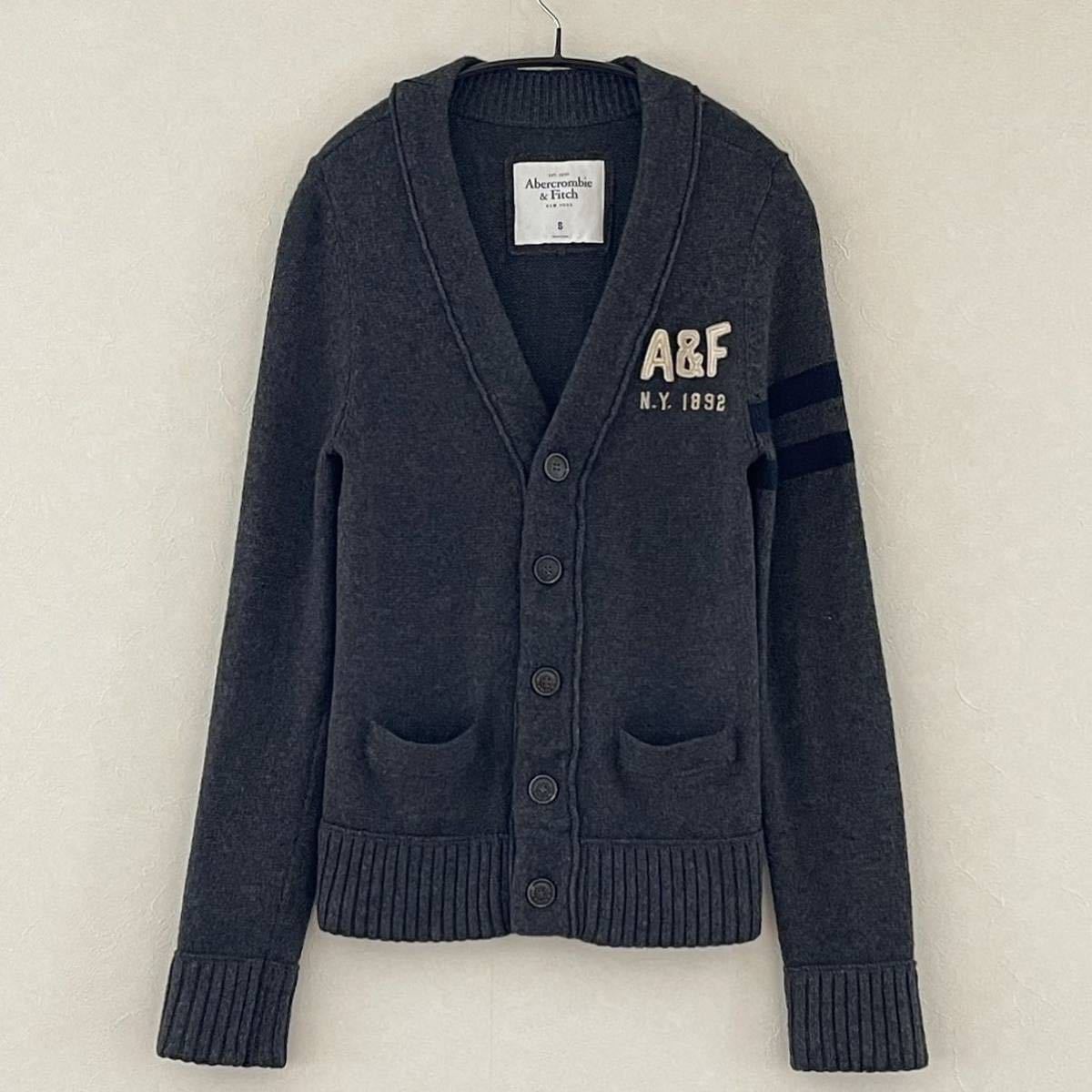 超美品 abercrombie & fitch(アバクロンビー&フィッチ)メンズ ウール ジャケット S(T170.B85cm)使用3回 グレー ニット 防寒秋冬アウトドア