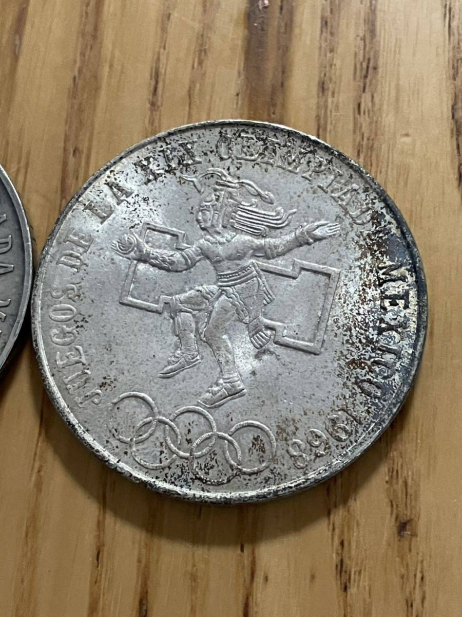 メキシコオリンピック 記念硬貨 銀貨 2枚 1968年_画像2