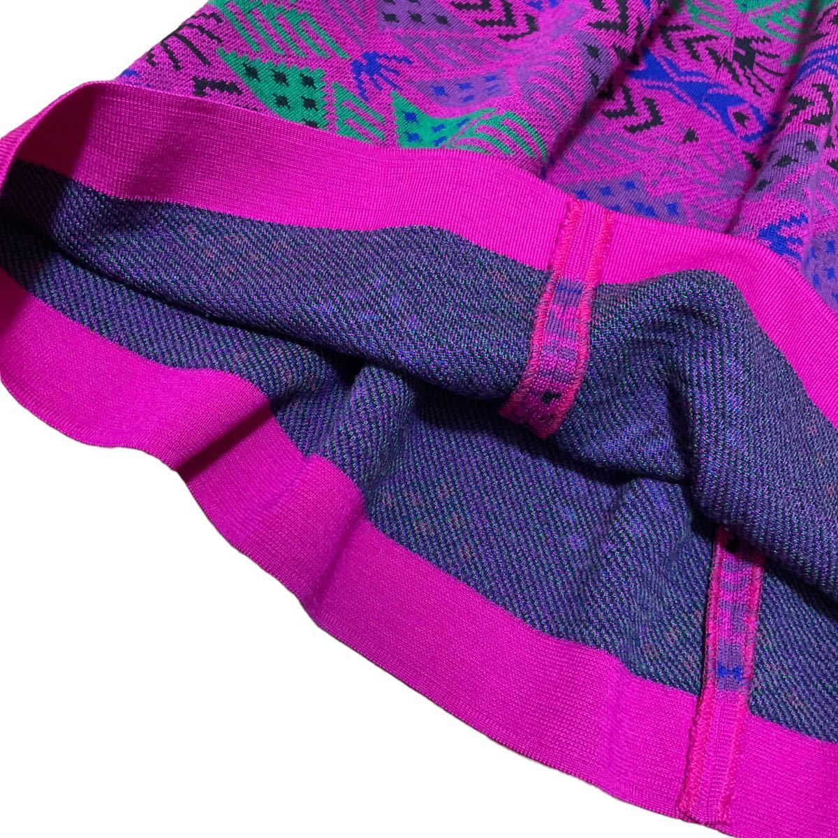 YvesSaintLaurent イヴサンロローラン スカート ウール総柄 ピンク ウエストゴム 9号M_画像4