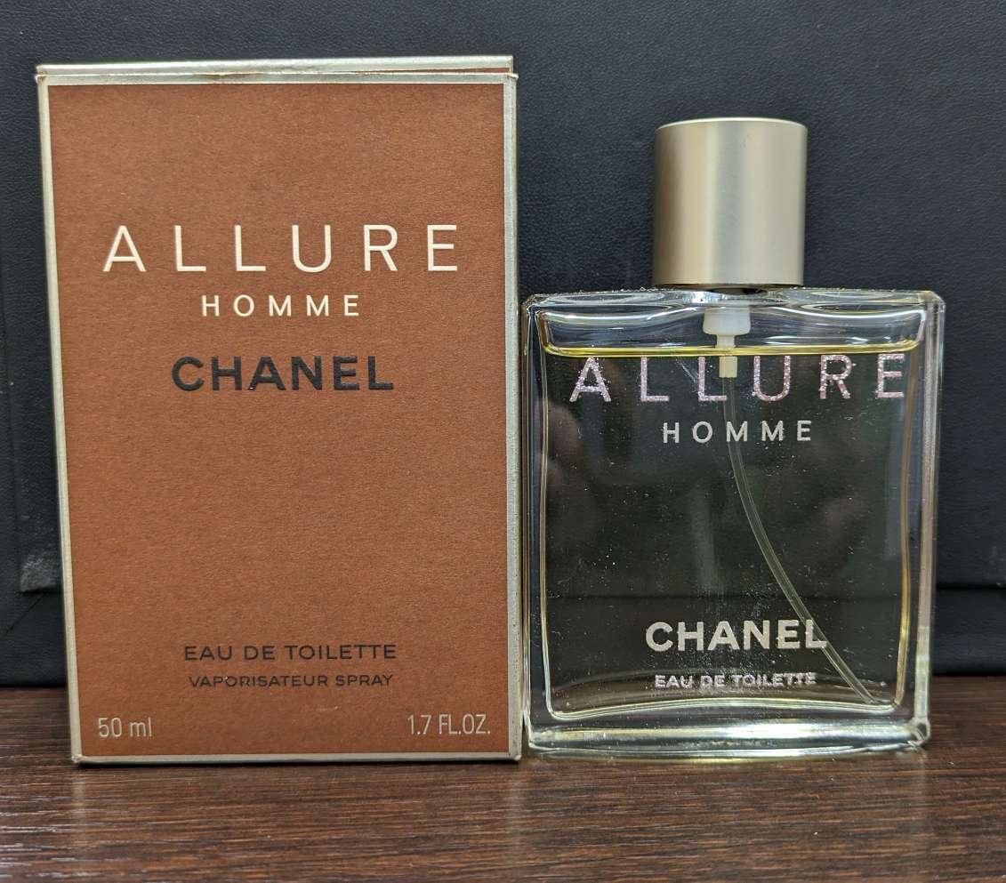 #2345 中古 CHANEL シャネル ALLURE HOMME アリュール オム 50ml 残量90% オードトワレ EDT 香水 スプレー フレグランス 箱付き 現状品_画像1