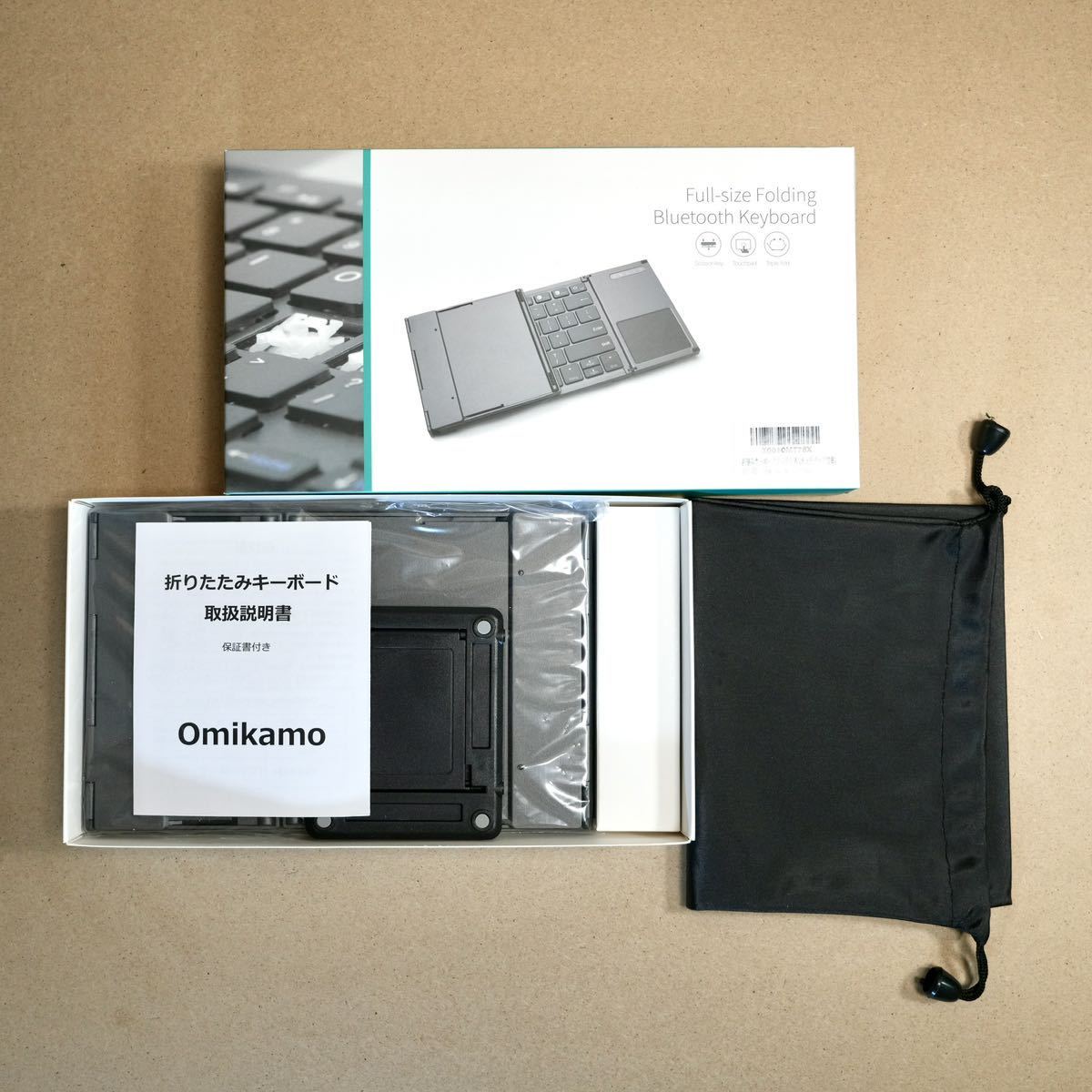 【未使用】Omikamo フルサイズUS配列 タッチパッド付き折り畳みキーボード ワイヤレス Bluetooth モバイルキーボード_画像2