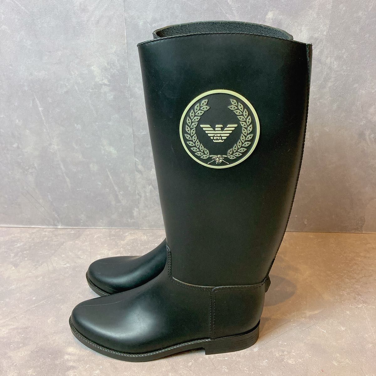 joru geo Armani rain boots boots black black long boots Armani stylish rain boots stylish boots waterproof rain shoes 