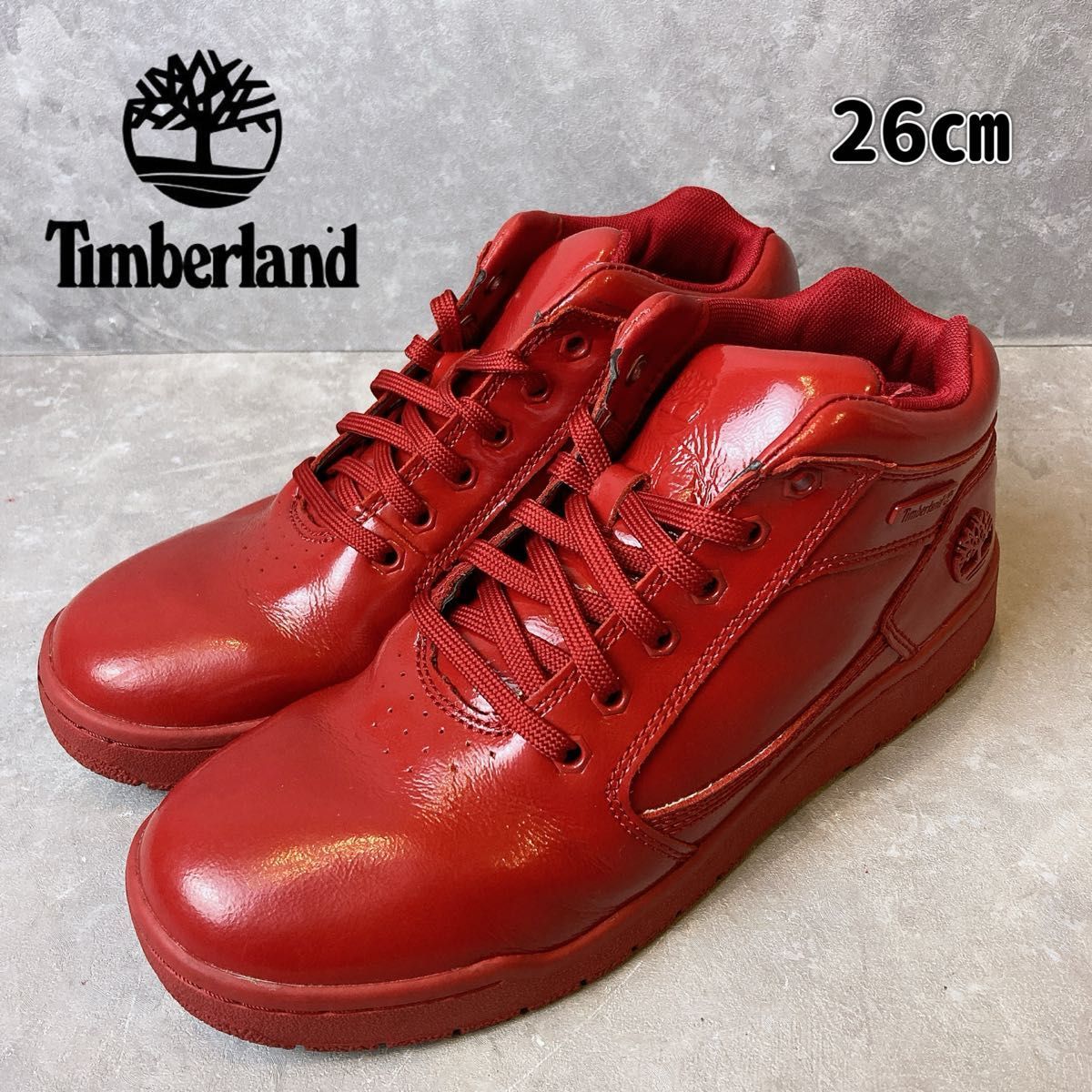 美品　Timberland　ティンバーランド　スニーカー　赤　レッド　26㎝　ティンバー　派手色　存在感　個性派ファッション　赤いスニーカー