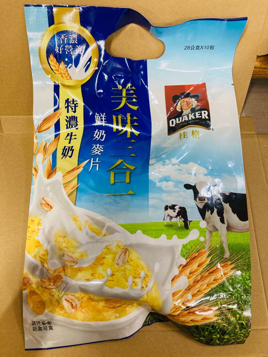 台湾QUAKER ミルク味 桂格美味三合一鮮麥片　　　残りわずか