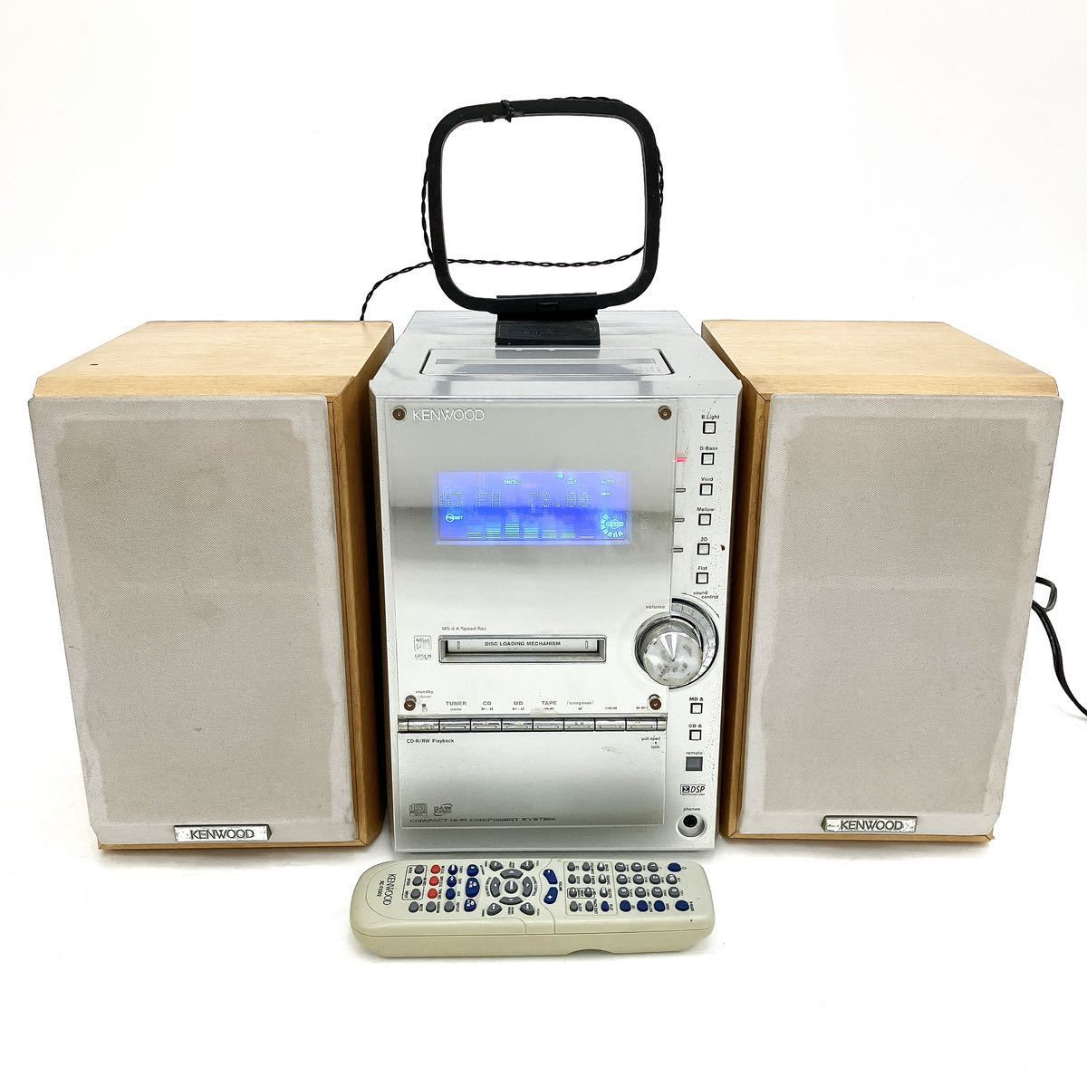 動作品 KENWOOD ケンウッド RXD-SL3MD MD CD カセット システムコンポ ミニコンポ オーディオ 音響機器 リモコン付 alp岩0117_画像1