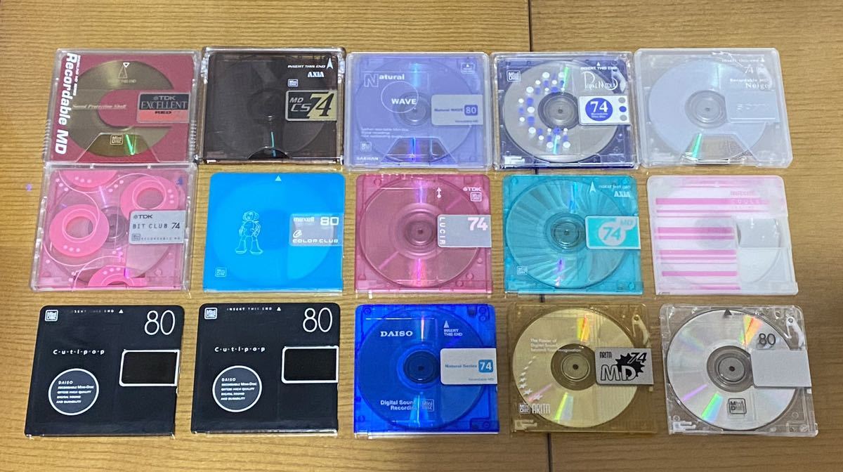 中古 MD MiniDisc 15枚セット 80分 74分 ミニディスク TDK AXIA SONY maxellなど MDディスク_画像1