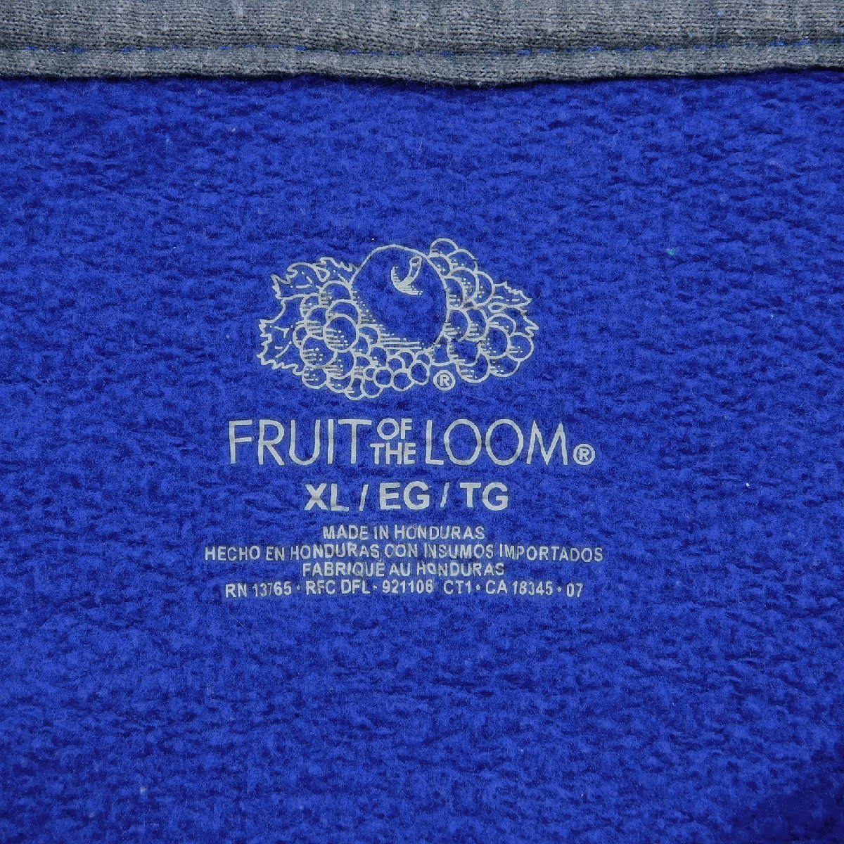 フルーツオブザルーム スウェットパーカー ブルー size XL #95052 プルオーバー 無地 アメカジ スエットパーカー Fruit of the Loom_画像3