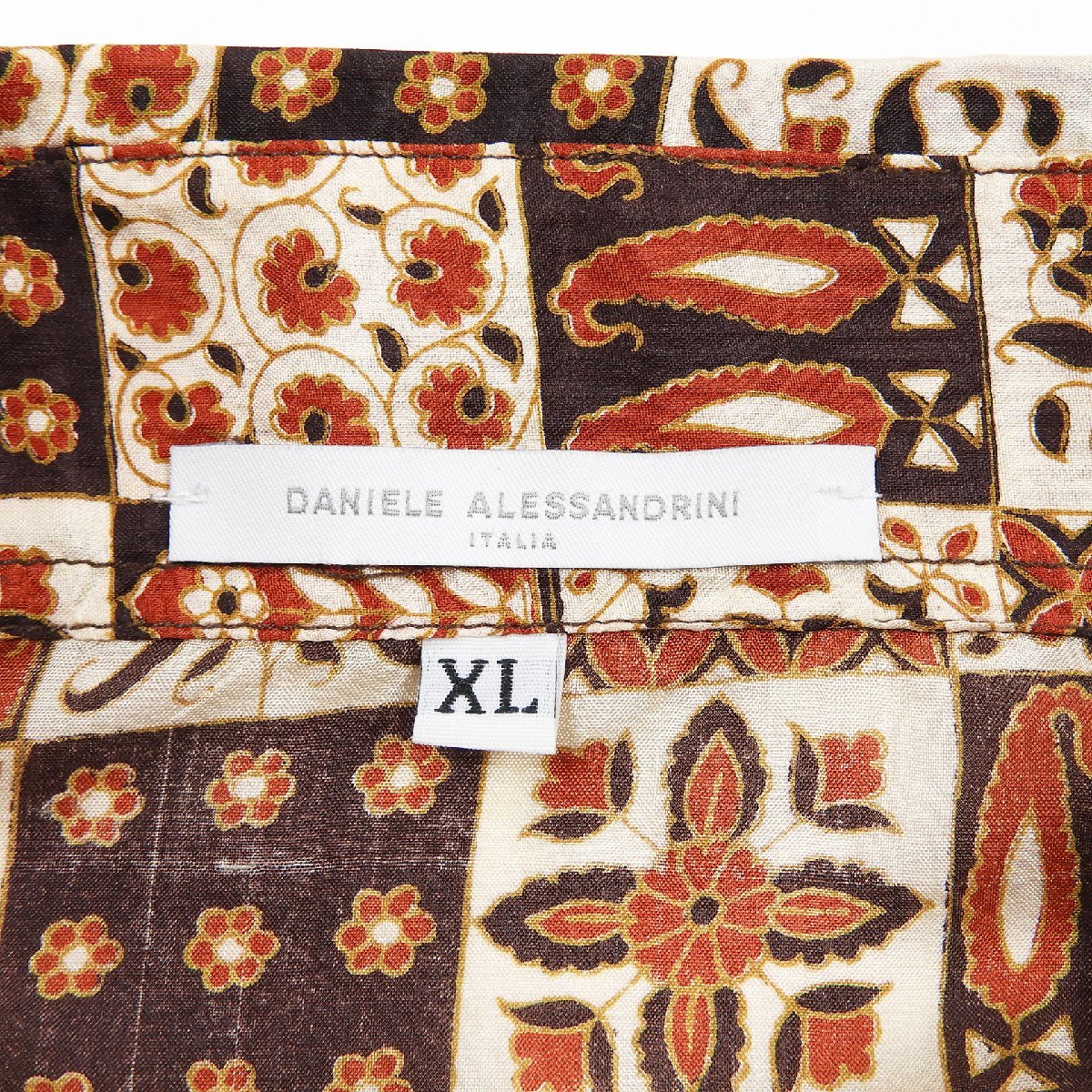 DANIELE ALESSANDRINI シルクシャツ 総柄 イタリア製 Size XL #12643 ダニエレアレッサンドリー二 きれいめ カジュアル 絹の画像3